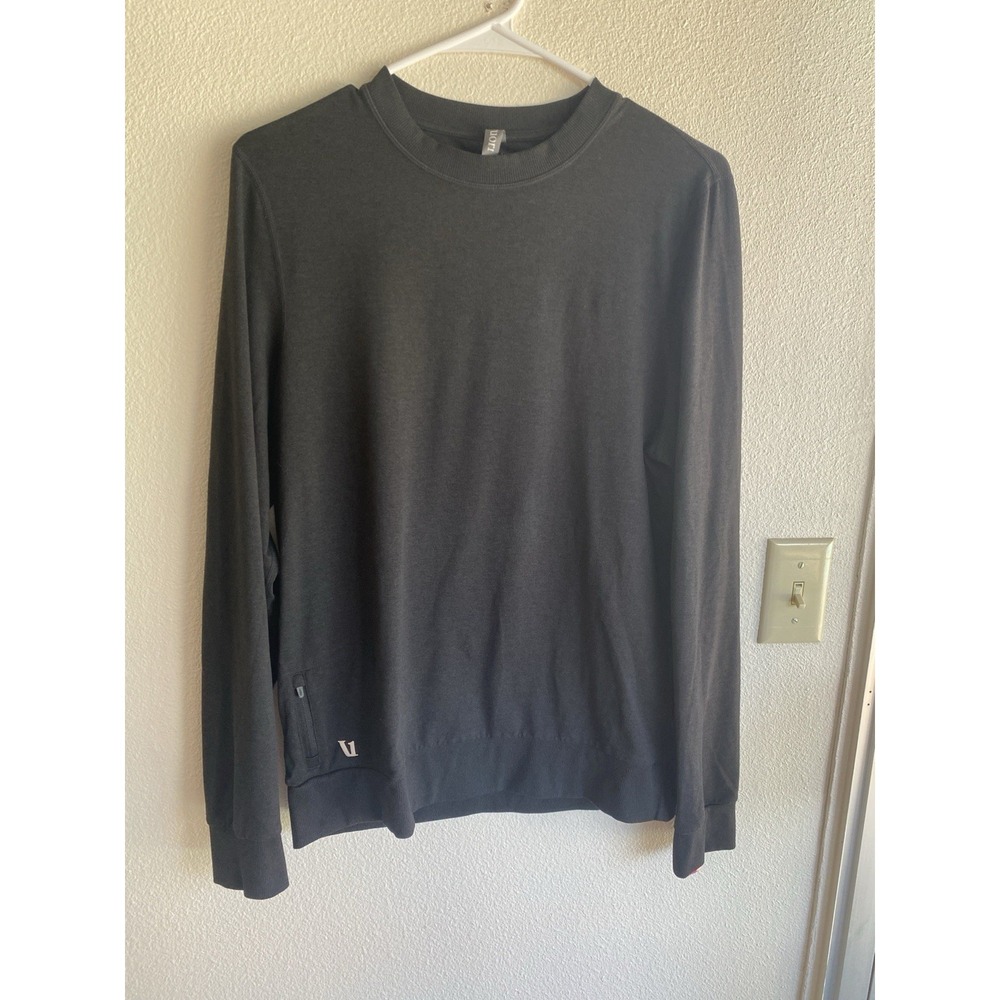 Vuori Ponto Performance Crew Pullover Sweatshirt Men's M Black Heathered